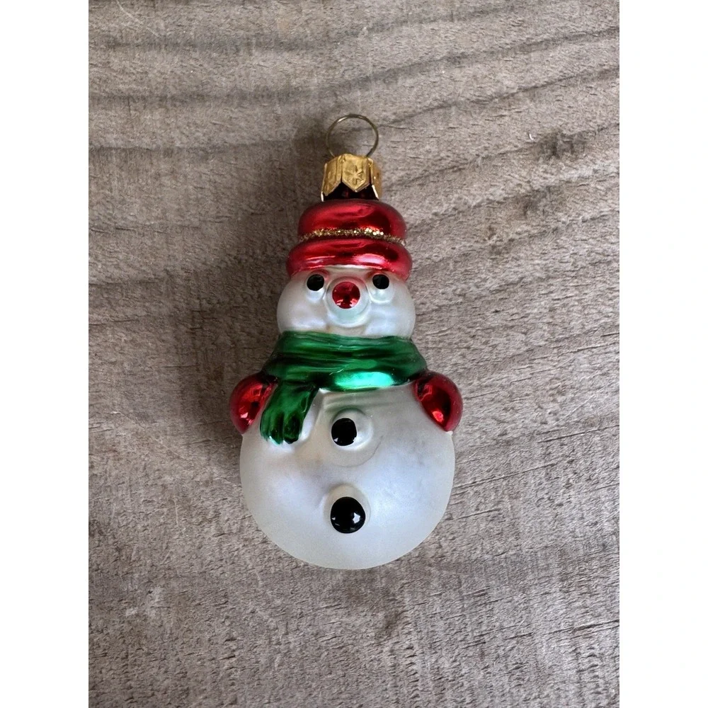 Vintage Snowman‎ Christmas Ornament Mouth-Blown & Hand-Painted Made In Poland